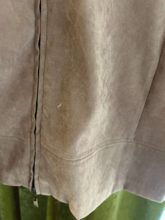 Women’s Vintage Notations Taupe Suede Zip-Front Jacket - Picture 3 of 9